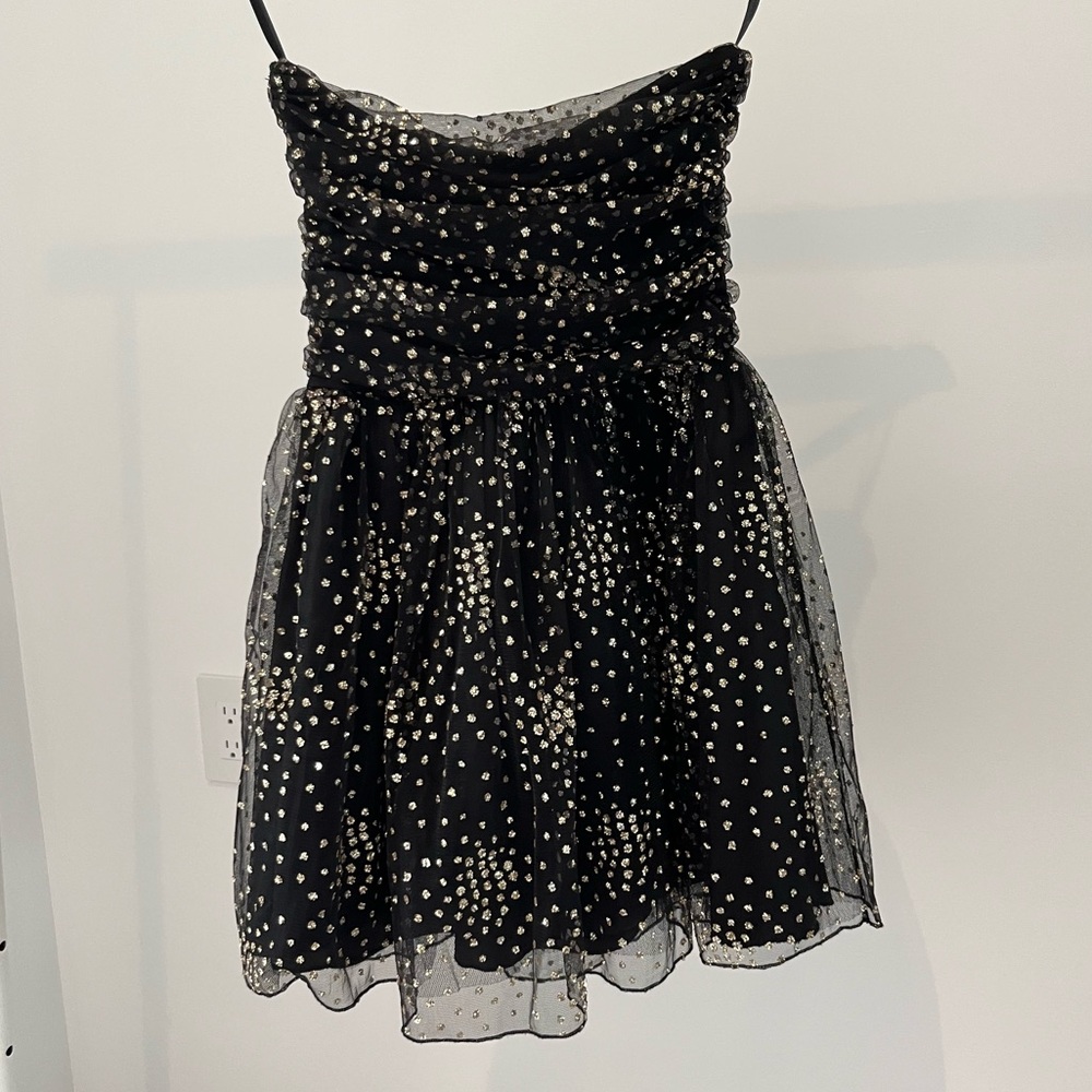 Motel Rocks Strapless Black Dress with Gold Sequins size XS New with tags